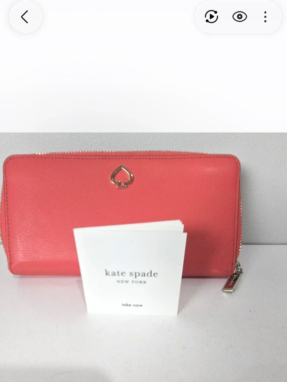 kate spade Coral Pink Zip-Around Leather Wallet